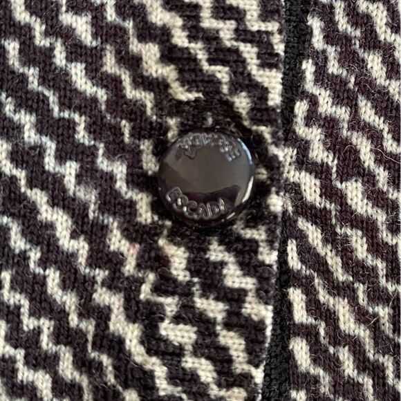 Escada 100% Wool Cardigan Large Black White - Picture 6 of 8